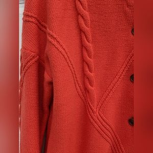 Cabi Bright Orange Cabled Cardigan Sweater Women's Medium